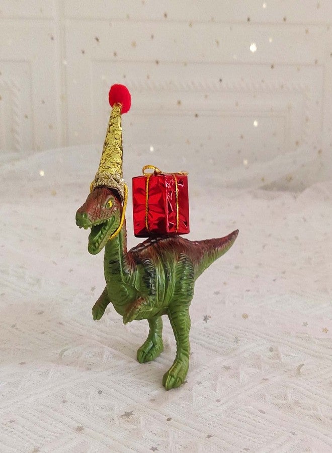 Qoadwem Velociraptor Dinosaur Cake Toppers, Velociraptor Dinosaur Cake Topper With Birthday Party Hat And Gift Box For Dinosaur Party Cake Decorations… - Image 4